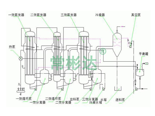 三效強制循環(huán)蒸發(fā)器